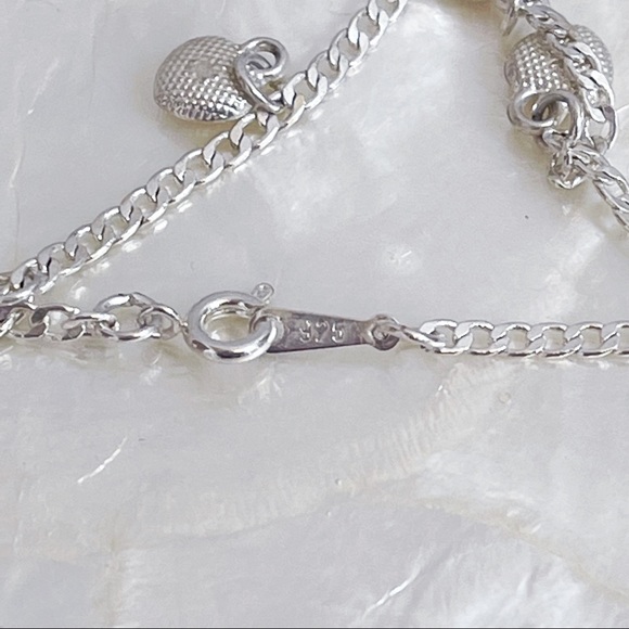 Sterling Silver 925 Hearts Bell Baby Bracelet 5.25” - Picture 8 of 10